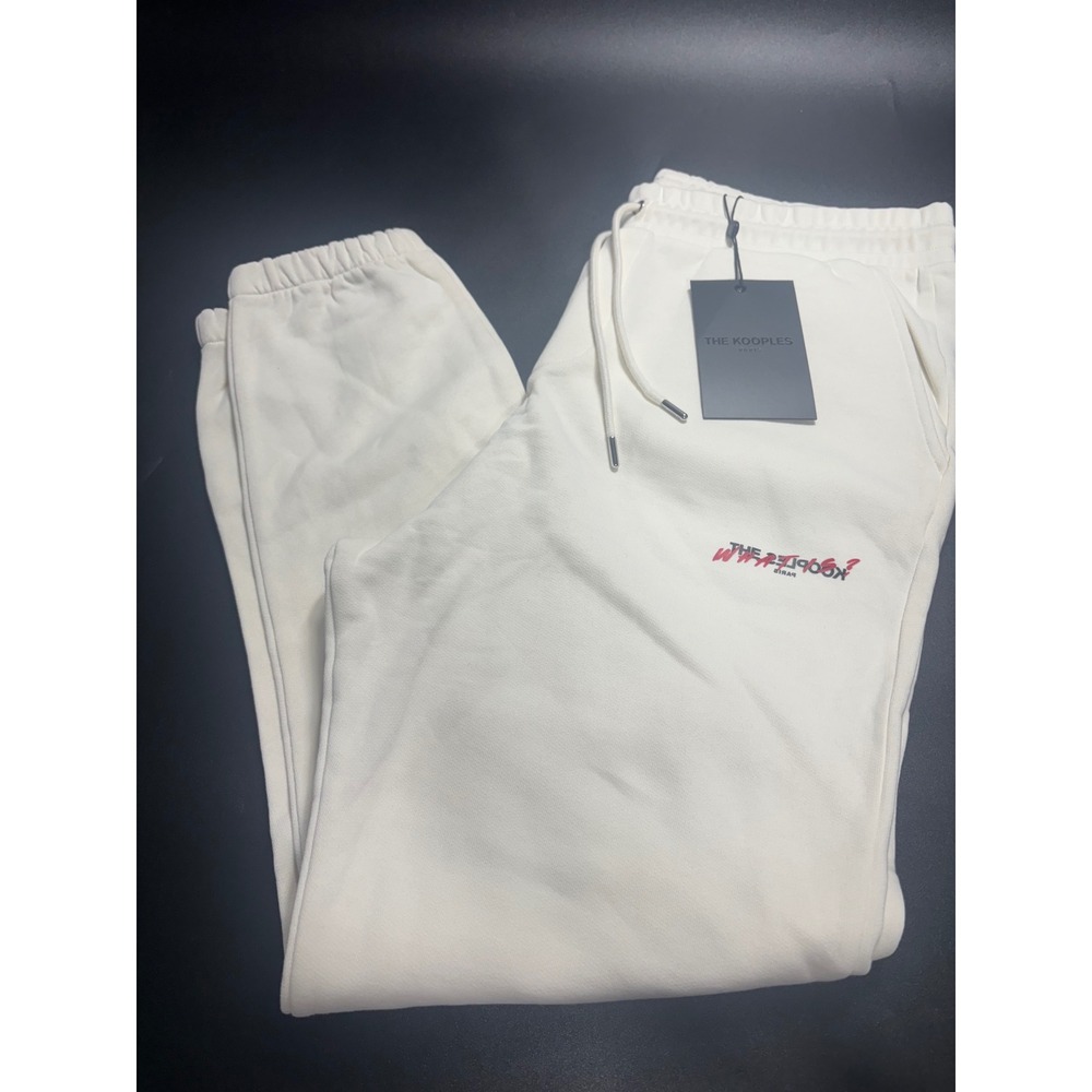 The Kooples White Logo Jogger Sweatpants Designer‎ Track Pants Size XL MSRP $230